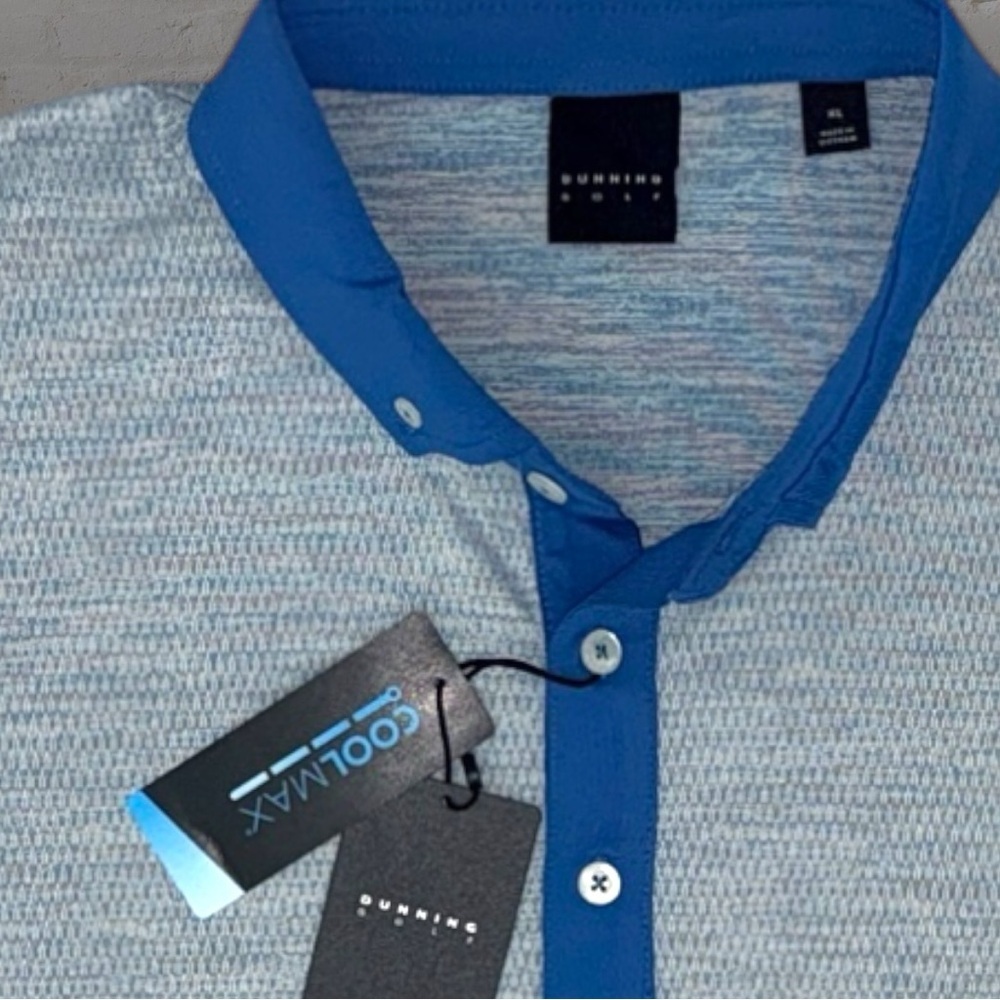 Dunning Golf Polo Shirt Men’s XL Seaport Blue White Coolmax Performance NEW - Picture 3 of 10